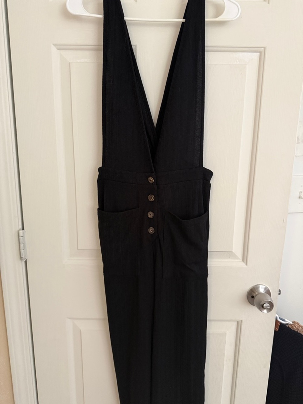 Sienna Sky Black Deep V Jumpsuit with Front Buttons